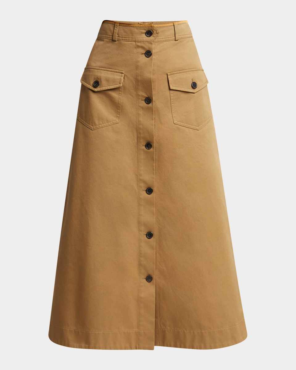 Button Down Midi Skirt